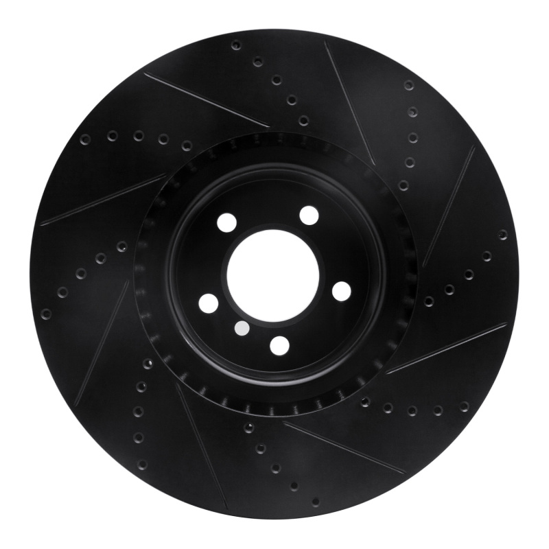 Land Rover Range Rover Brake Rotor (1) - Front Left - R1 Concepts - Drilled & Slotted - Black - `10-`12